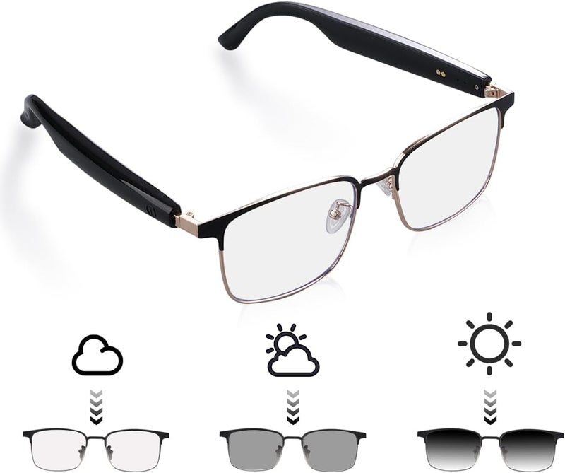 QJF Smart Glasses for Men & Women with Photochromic Lenses, Bluetooth 5.3, Polarized, Blue Light Blocking, Open-Ear Speakers - Image 1